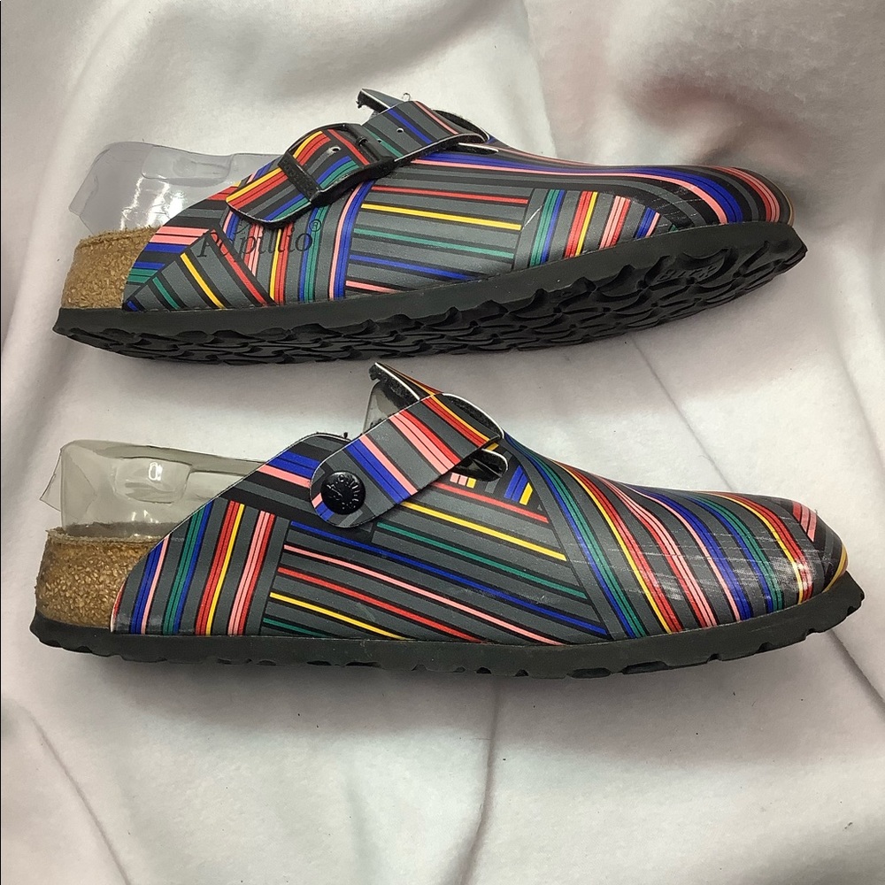 Birkenstock Papillio Collection Gray and Multi-stripe Mule